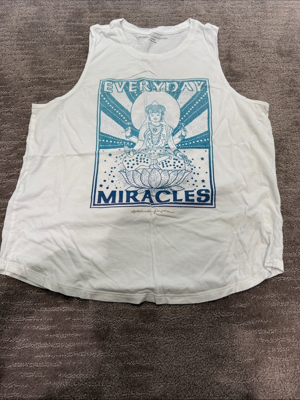 Spiritual Gangster White Muscle Tank with Blue Graphic